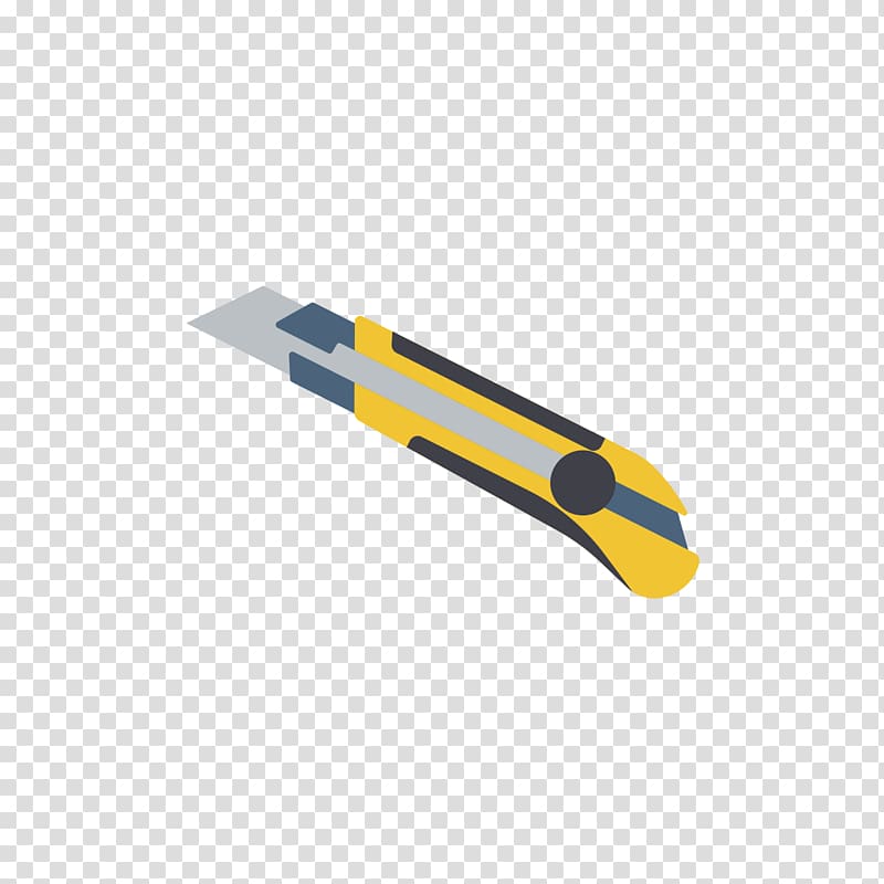 Knife Paper, Gray-yellow art knife transparent background PNG clipart