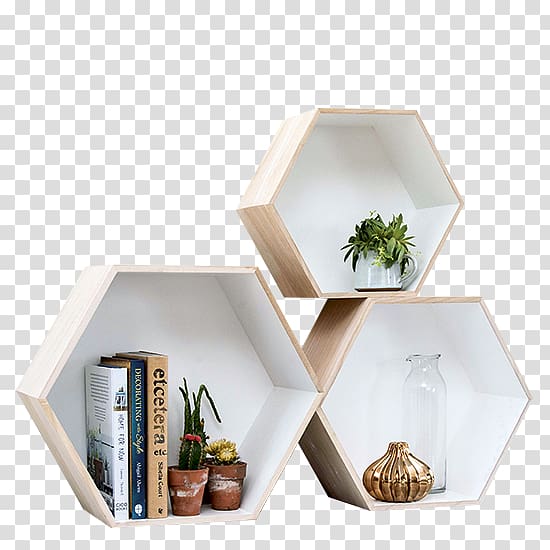 Shelf Hexagon Bookcase Wood Hylla, hexagonal title box transparent background PNG clipart