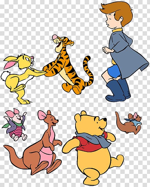 assorted Winnie the Pooh and friends illustration, Winnie the Pooh Piglet Eeyore Christopher Robin Roo, pooh transparent background PNG clipart