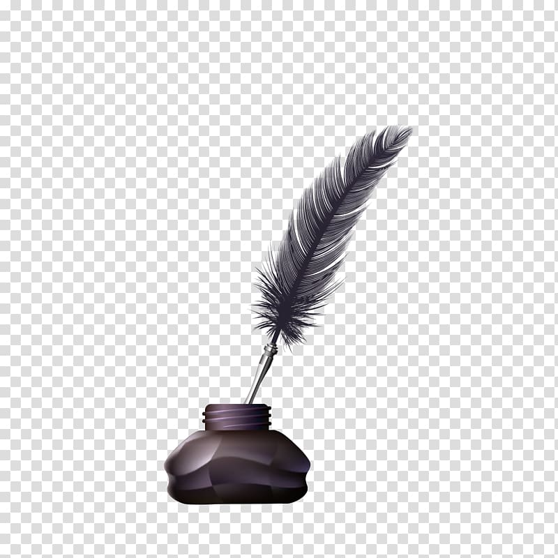 black feather pen, Feather Pen Ink, Ink pen transparent background PNG clipart