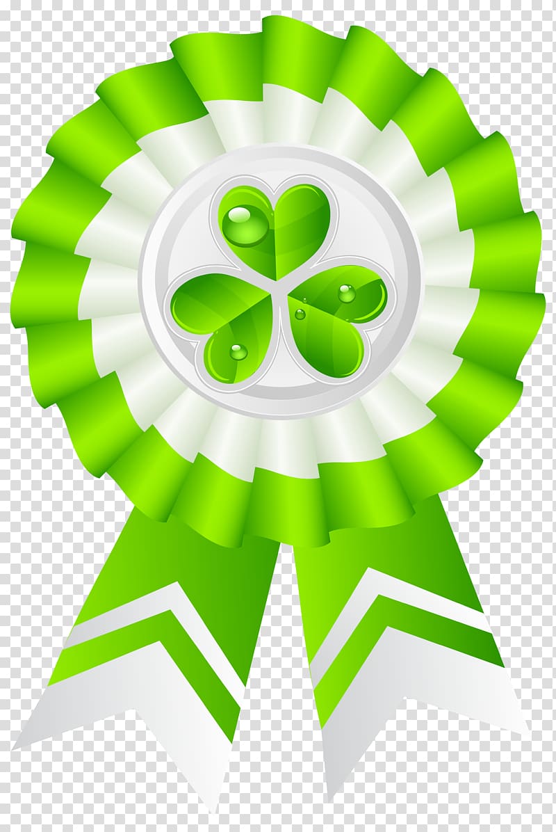 green and white clover ribbon, Saint Patrick\'s Day Irish people , St Patricks Day Seal with Shamrock transparent background PNG clipart