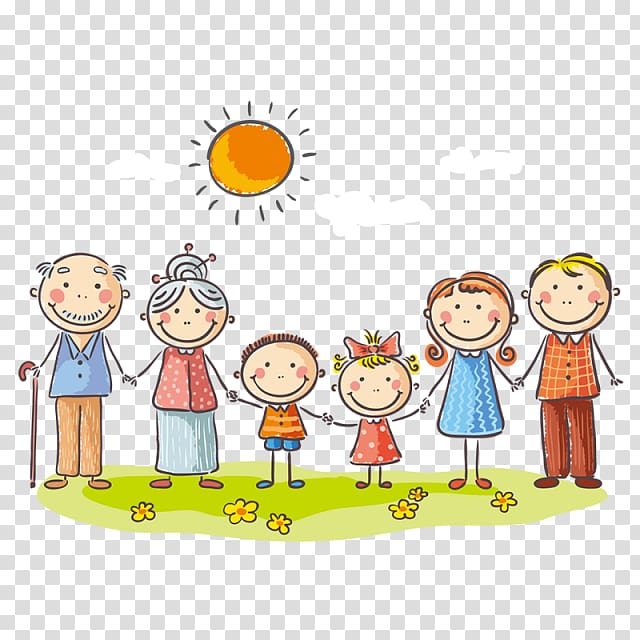 Family Drawing Cartoon, my family members transparent background PNG clipart
