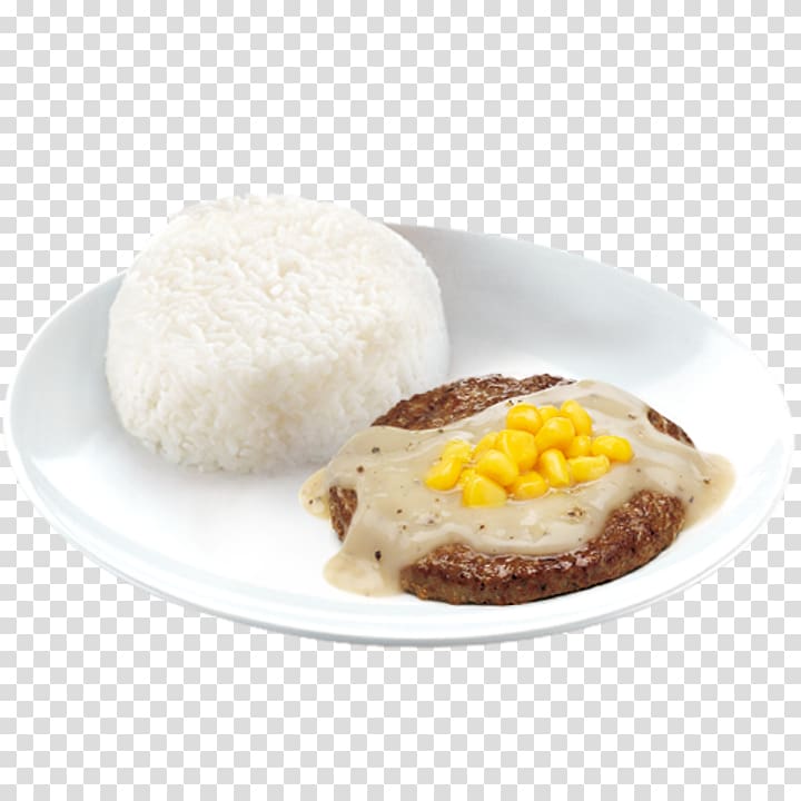 Hamburger Pepper steak Beefsteak Gravy, rice transparent background PNG clipart