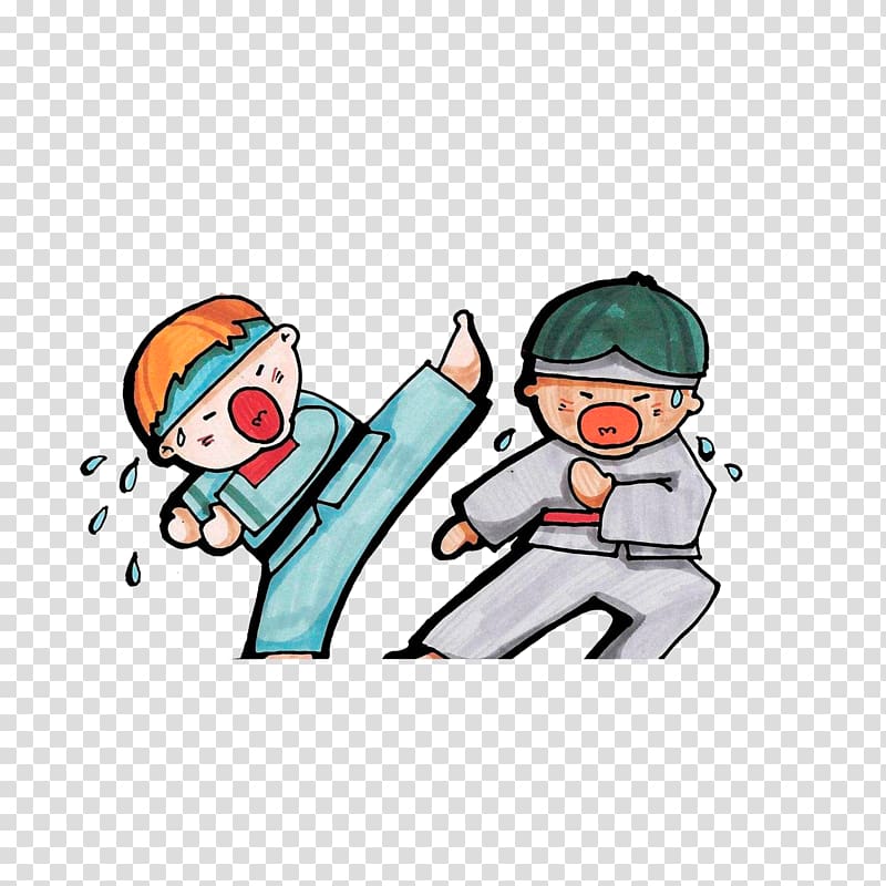 Cartoon Taekwondo, Fight sweating transparent background PNG clipart