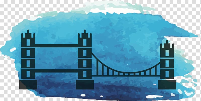 London Watercolor painting, Blue Bridge transparent background PNG clipart