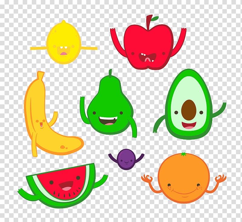 Cartoon Drawing Fruit, Cute cartoon fruit transparent background PNG clipart