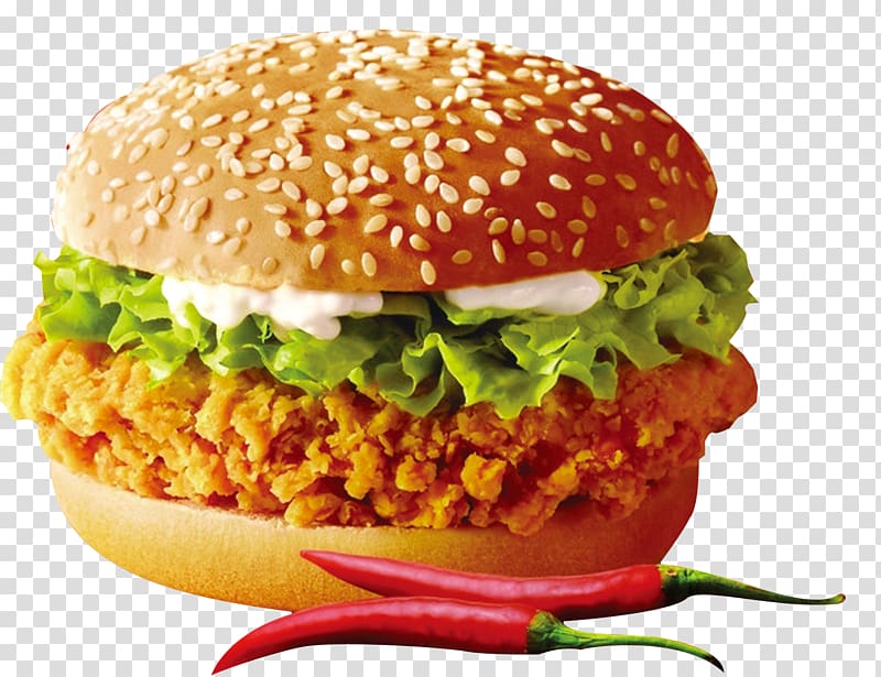 chicken burger, Hamburger KFC Fried chicken European cuisine, Gourmet burgers transparent background PNG clipart