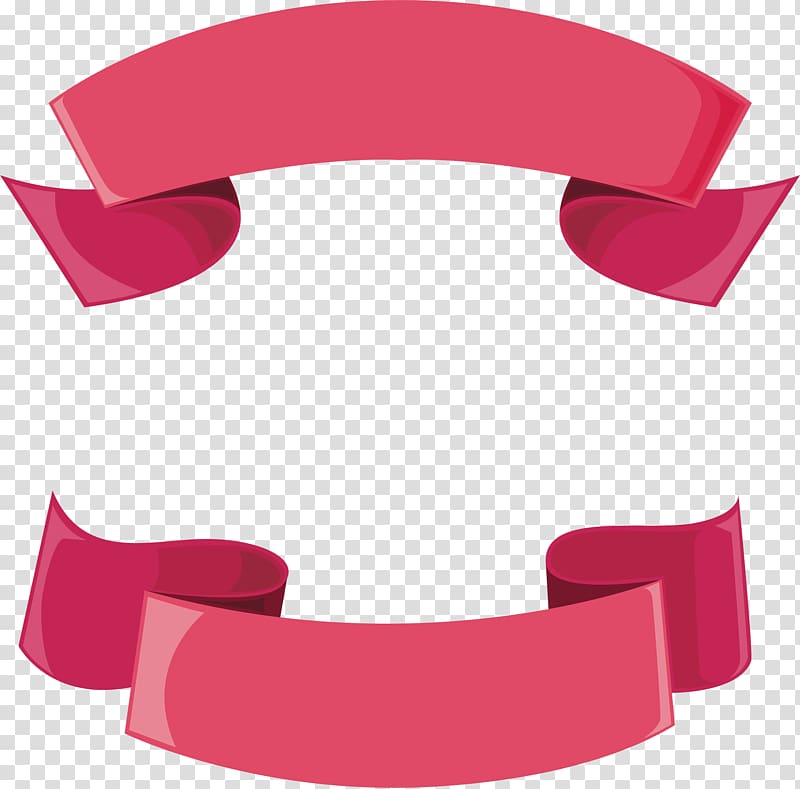 red ribbon border illustration, Pink ribbon header box transparent background PNG clipart