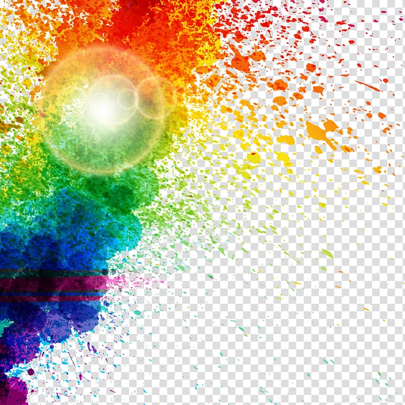 watercolor splash pattern, rainbow colored illustration transparent background PNG clipart