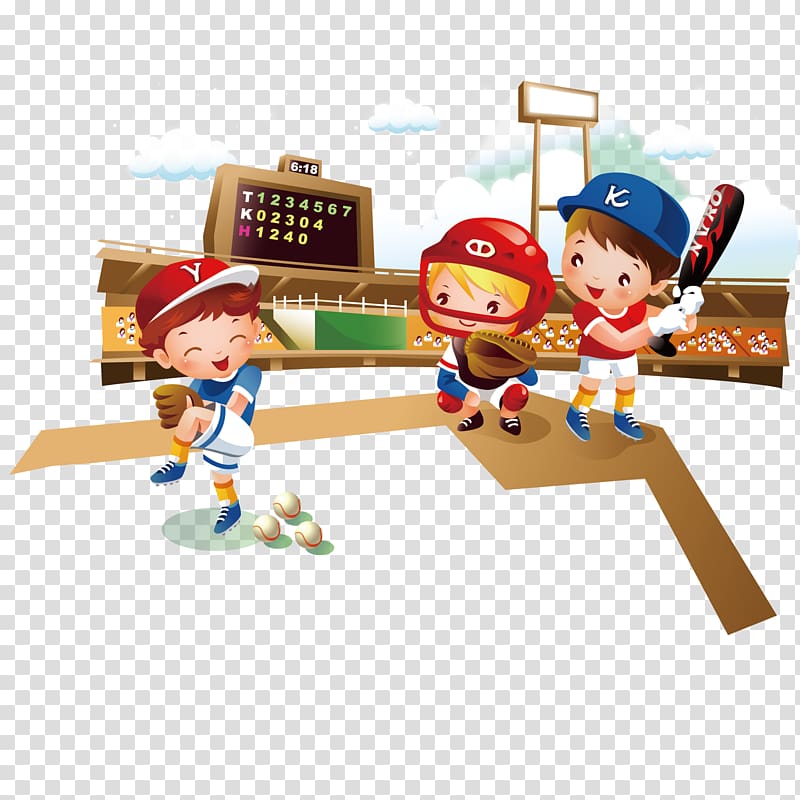 Baseball Cartoon Illustration, Baseball cartoon children material transparent background PNG clipart
