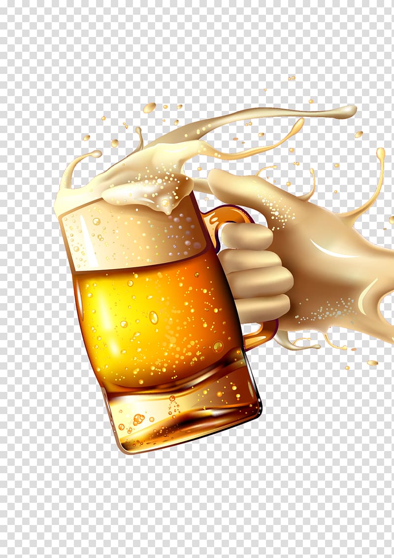 liquid hand holding beer mug , Beer glassware Beer bottle, beer transparent background PNG clipart