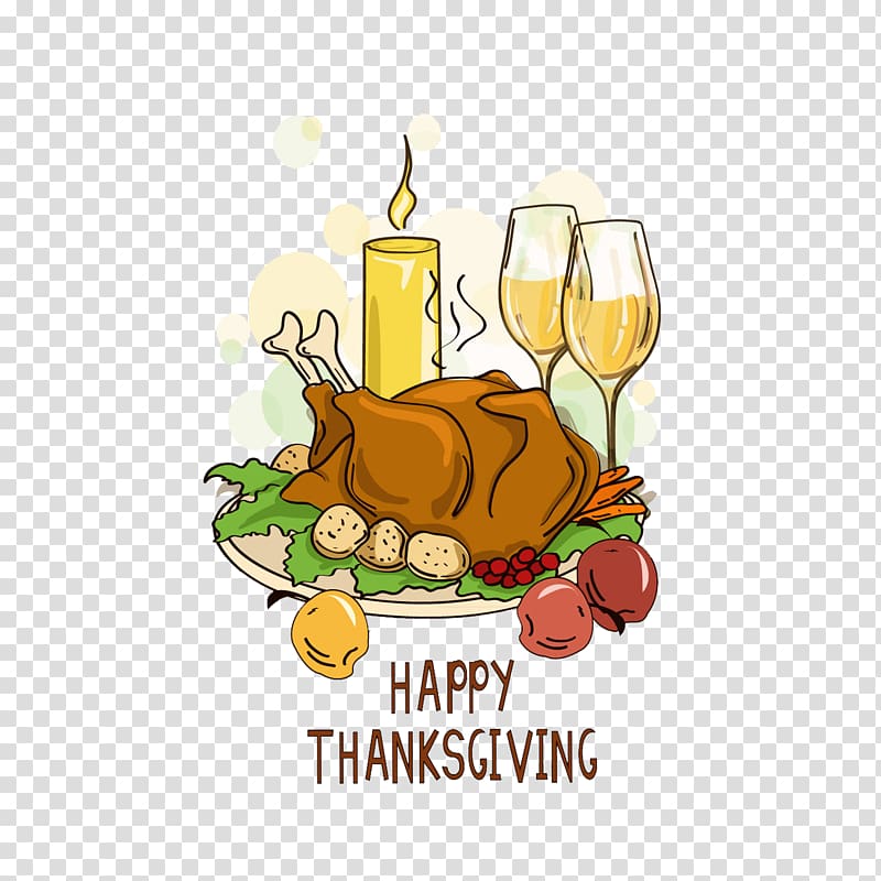 Thanksgiving dinner Turkey meat Cartoon, Cartoon Thanksgiving turkey dinner transparent background PNG clipart