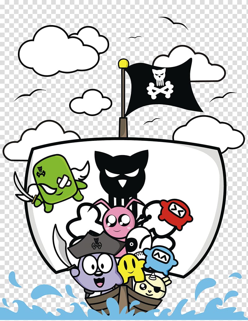 Cartoon Piracy Illustration, cartoon pirate ship transparent background PNG clipart