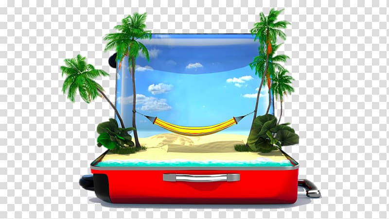 Baggage Vacation Travel illustration, Creative box island transparent background PNG clipart