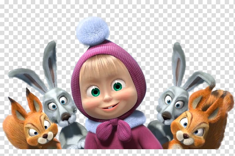 3D animated character with rabbits illustration, Masha and the Bear Animation, masha transparent background PNG clipart