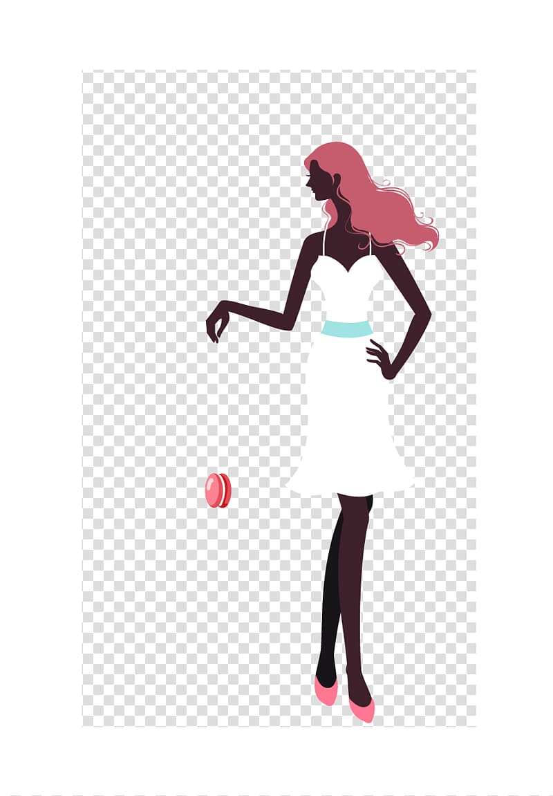 Dress Illustration, Wearing a white dress beauty material transparent background PNG clipart