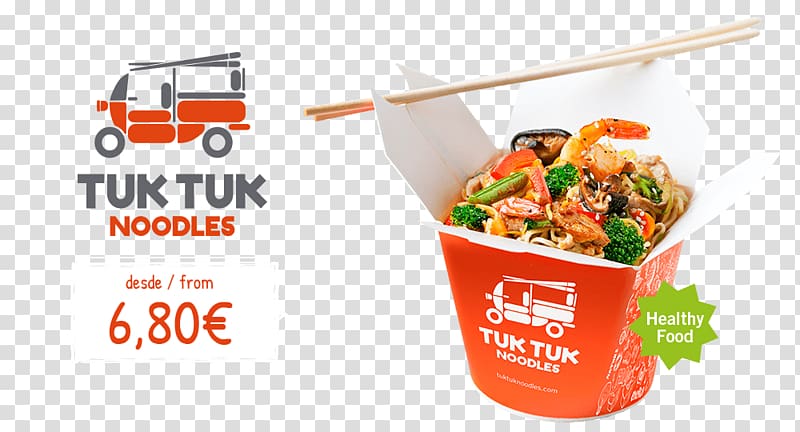 Vegetarian cuisine Asian cuisine Tuk Tuk Noodles, cute little yellow chicken transparent background PNG clipart