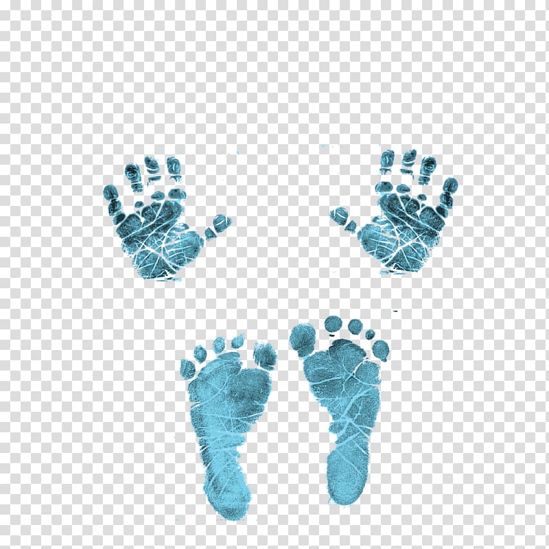 blue handprint and footprints illustration, Infant Footprint Rubber stamp Child, feet transparent background PNG clipart