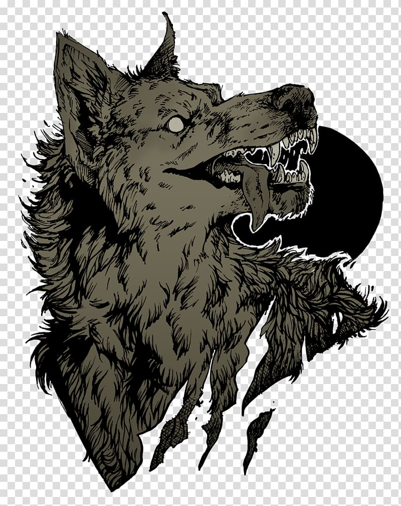 Werewolf Drawing Full moon Sticker, wolf transparent background PNG clipart