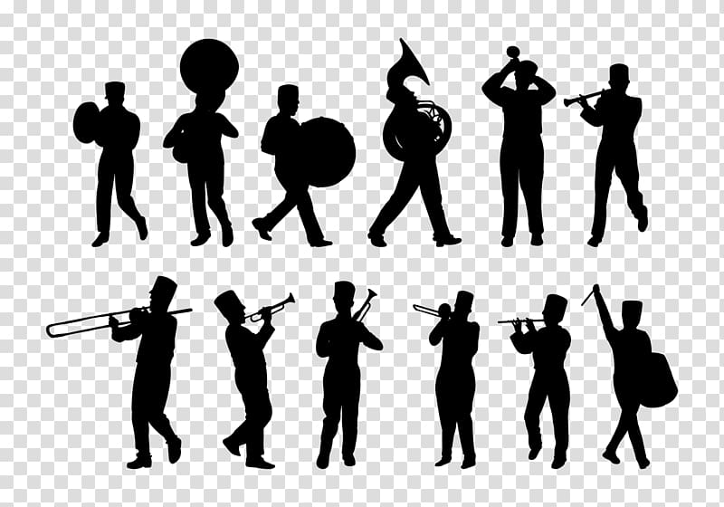 Silhouette Marching band Musical ensemble, band transparent background PNG clipart