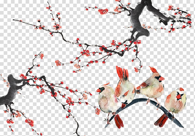 Bird Watercolor painting, Branches birds transparent background PNG clipart