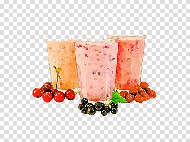 Milkshake Juice Berry Glass, Watercolor juice transparent background PNG clipart