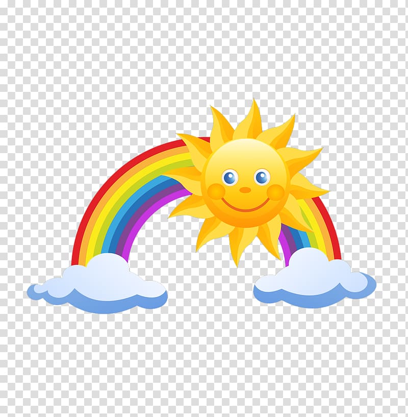 rainbow illlustration, Rainbow Pixel , Cartoon seven colors rainbow sun clouds transparent background PNG clipart
