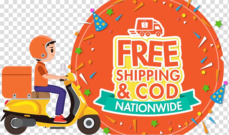 free shipping & COD nationwide text, Shopee Indonesia Online shopping Cash on delivery E-commerce, others transparent background PNG clipart