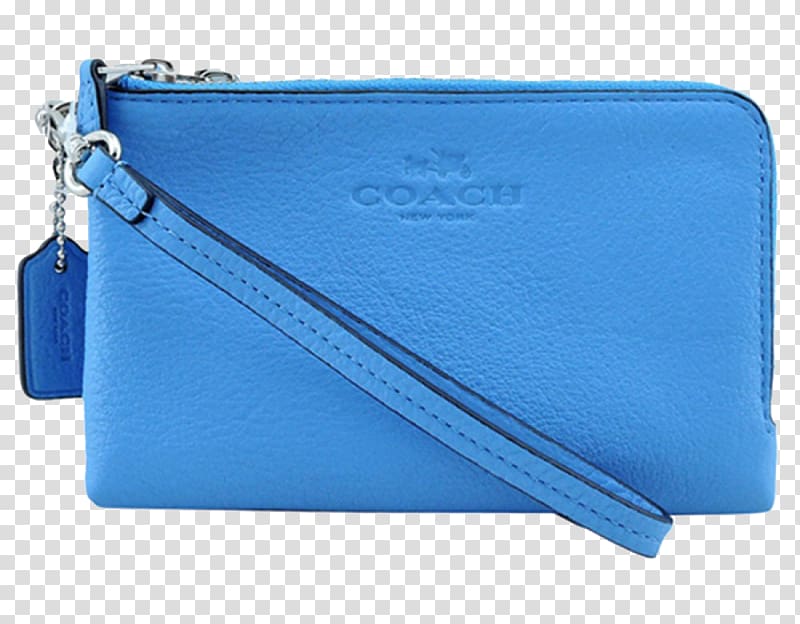 Leather Tapestry Blue Wallet Handbag, Coach purse transparent background PNG clipart