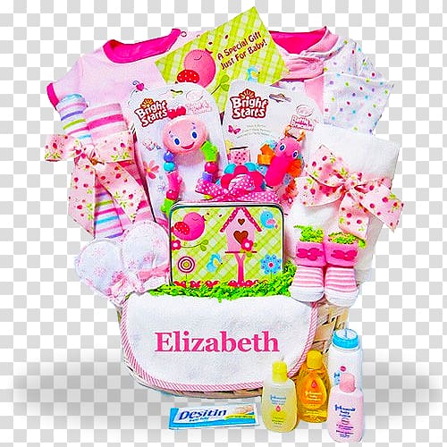 Infant Food Gift Baskets Diaper, New Baby girl transparent background PNG clipart