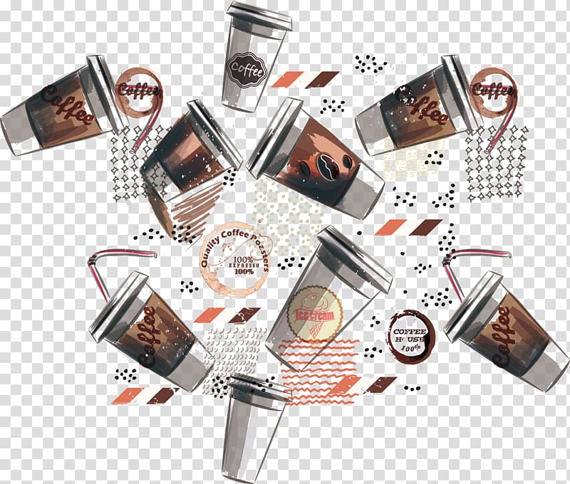 Coffee cup Cafe Coffee bean, Handmade coffee cup pattern transparent background PNG clipart