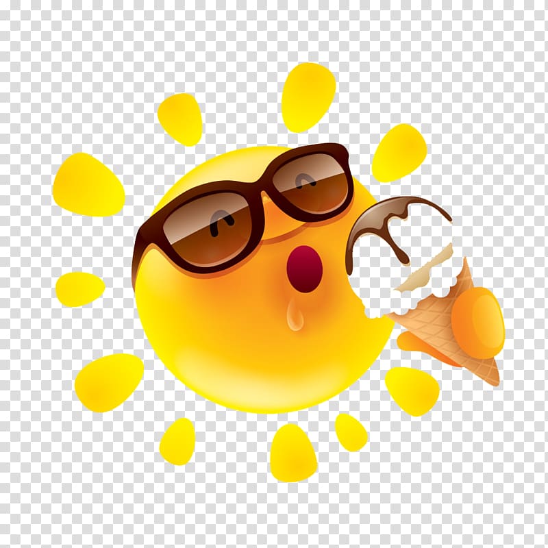 sun eating ice cream illustration, Cartoon , Sun eating ice cream transparent background PNG clipart
