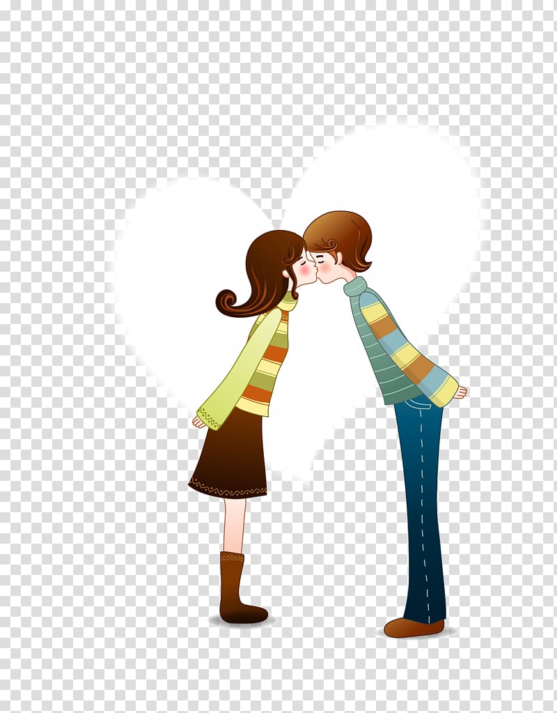 Love Romance Valentines Day Quotation Saying, color cartoon kiss couple transparent background PNG clipart
