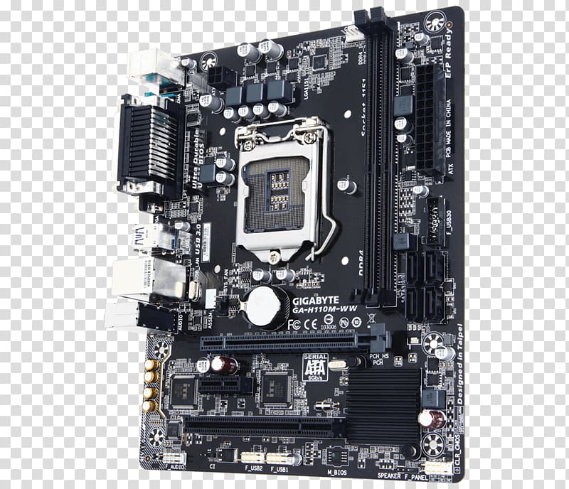 Intel Gigabyte Technology LGA 1151 Gigabyte GA-H110M-S2 Motherboard, intel transparent background PNG clipart