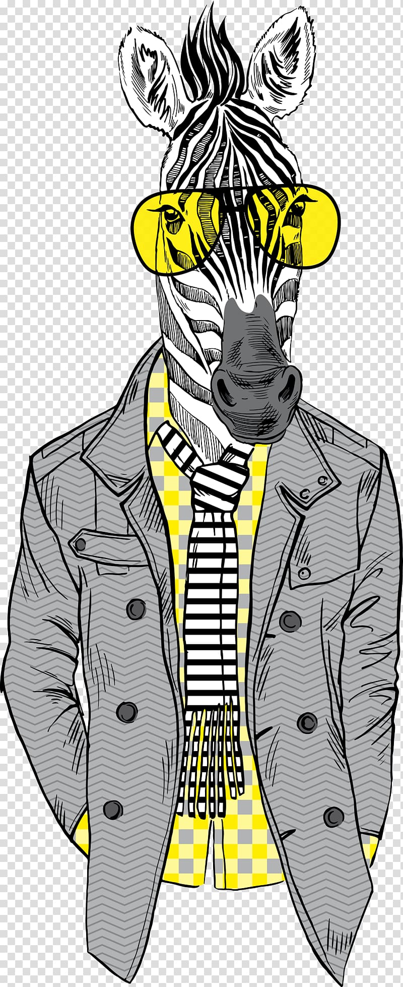 zebra wearing jacket and sunglasses illustration, Horse Fashion illustration Zebra, Bespectacled zebra transparent background PNG clipart
