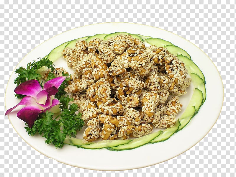 Vegetarian cuisine Chinese cuisine Asian cuisine Sesame Walnut, Sesame walnuts transparent background PNG clipart