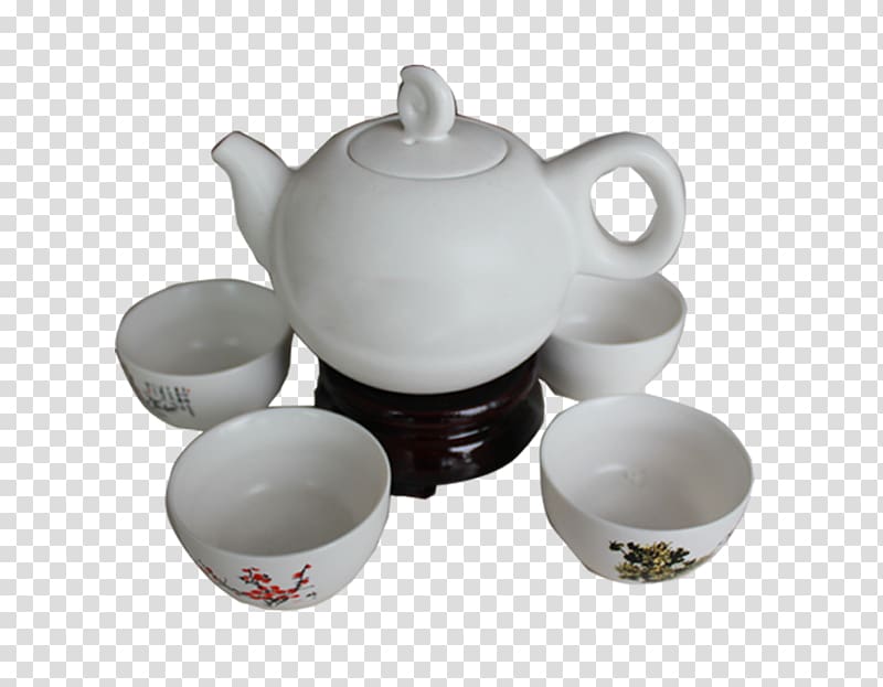 Teapot Ceramic Porcelain, Tea set transparent background PNG clipart