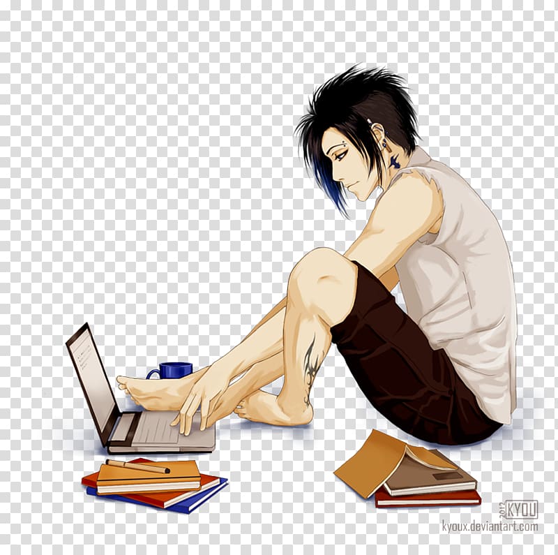 Drawing Cartoon Anime , student laptop transparent background PNG clipart