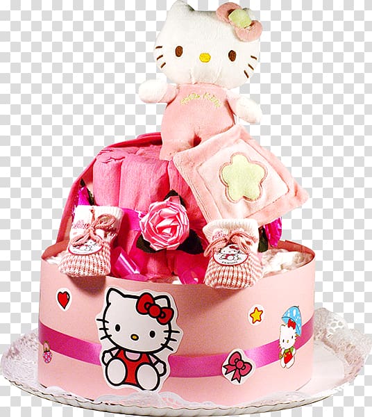 Tart Torte Cake decorating Birthday cake Diaper, hello kitty no background transparent background PNG clipart