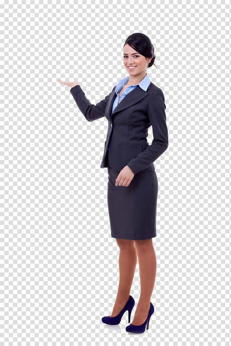woman wearing black suit jacket and skirt illustration, Outerwear Dress Uniform Suit Sleeve, European and American women transparent background PNG clipart