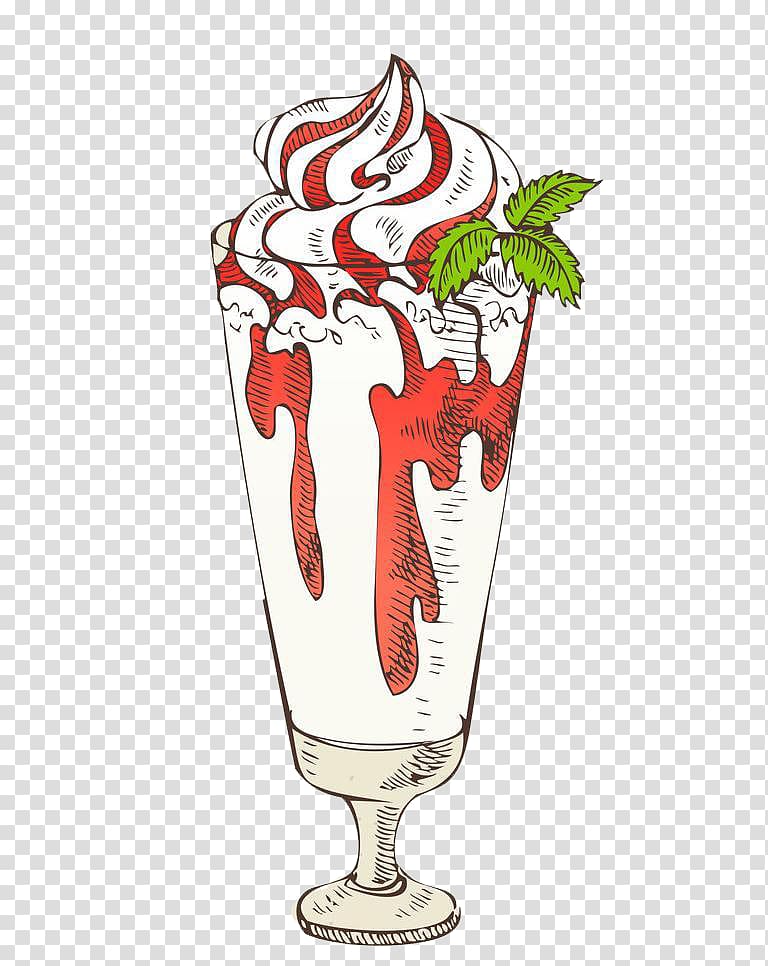 Ice cream Cocktail Illustration, Strawberry ice cream transparent background PNG clipart