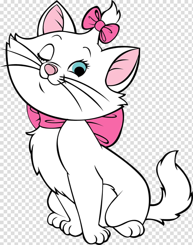 Kitten Cartoon, Gata Marie, Disney Clipart, Cat Clipart, - Pink White Cat  Cartoon, HD Png Download , Transparent Png Image - PNGitem