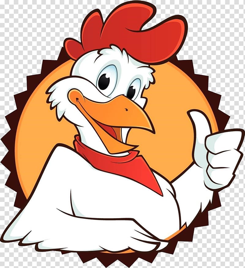 chicken doing thumbs up logo, Chicken Cartoon , Cartoon chicken pattern transparent background PNG clipart