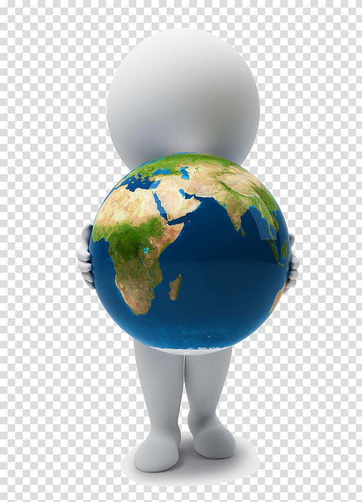 3d white man holding earth transparent background PNG clipart