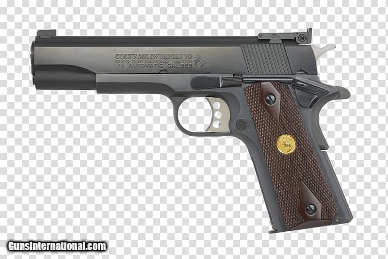 .45 ACP Colt's Manufacturing Company M1911 pistol Firearm Colt Delta Elite, Gold gun transparent background PNG clipart