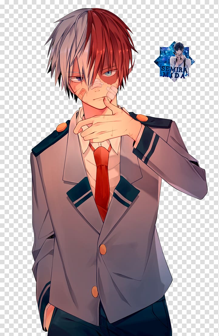 brown and red haired anime character , My Hero Academia YouTube Anime Todoroki, Todoroki transparent background PNG clipart