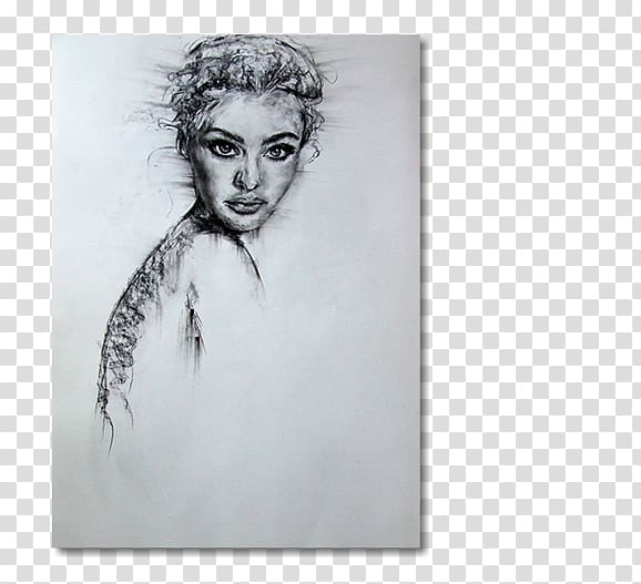 Portrait Figure drawing Black and white Sketch, miranda kerr transparent background PNG clipart