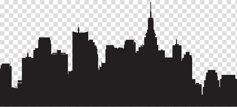 city buildings illustration, New York City Skyline Silhouette , Big City Silhouette transparent background PNG clipart