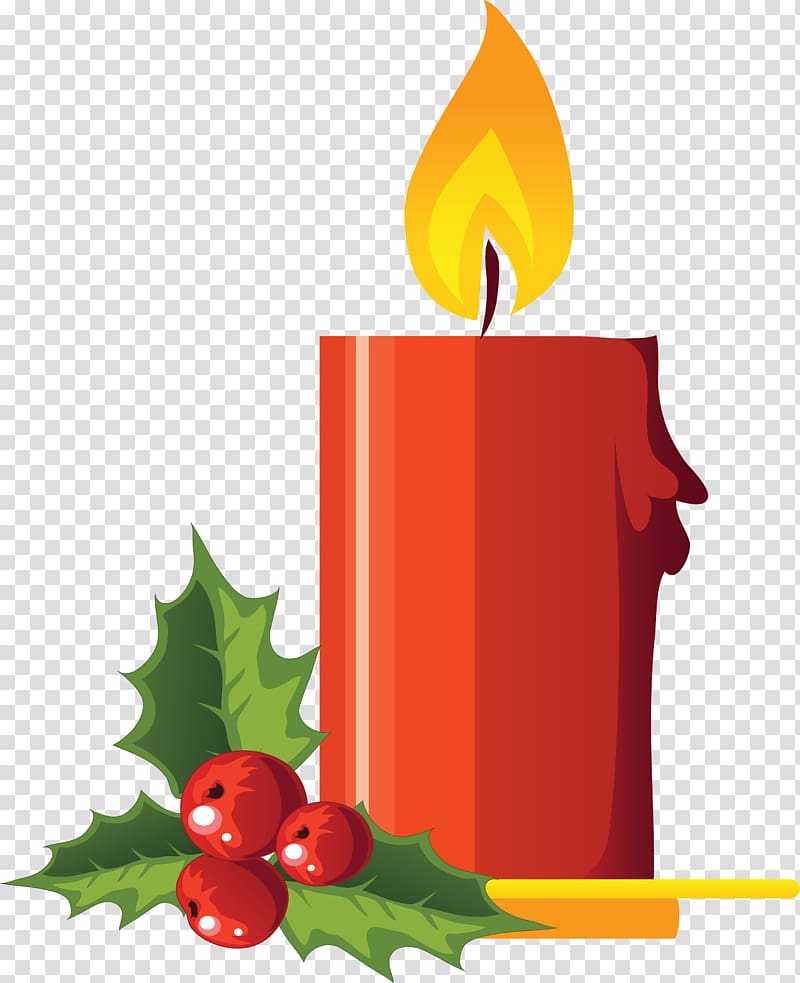 Christmas decoration Holly , Candle transparent background PNG clipart