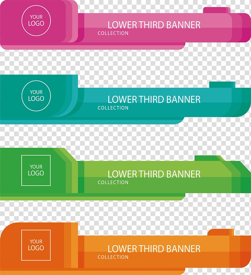 Lower Third Banner artwork gallery, Web banner Advertising Billboard, Four-color business banner transparent background PNG clipart